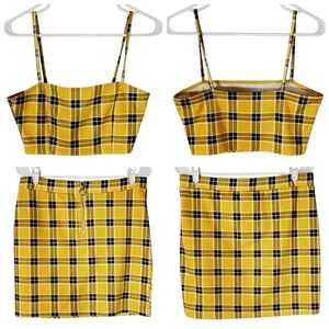 Divided Yellow Plaid skirt set - Clueless Vibes